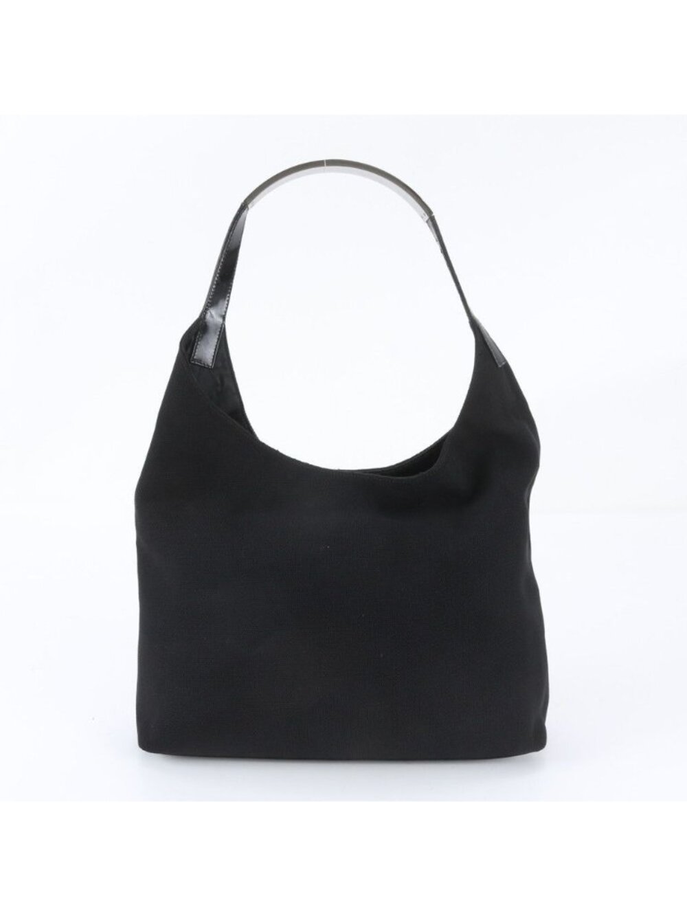 Gucci Leather Canvas Bag Shoulder Hand Black